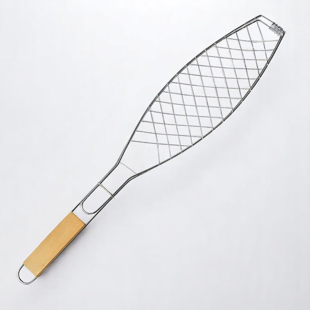 Fish Grill Basket | Portable Stainless Steel Fish Grilling Basket with Wooden Handle