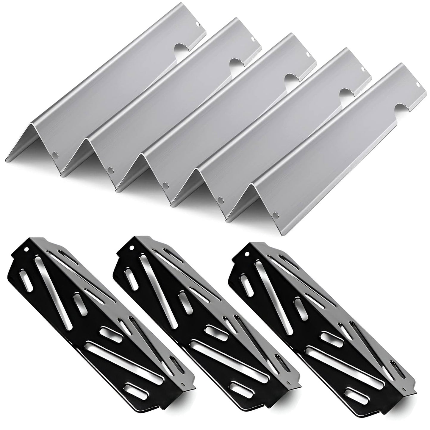 66795 Flavorizer Bars & 66040 Heat Deflectors Set for Weber Genesis II 300 / LX 300 Series - Genesis II E-310/ E-315/ S-335 Grill Parts, Stainless Steel