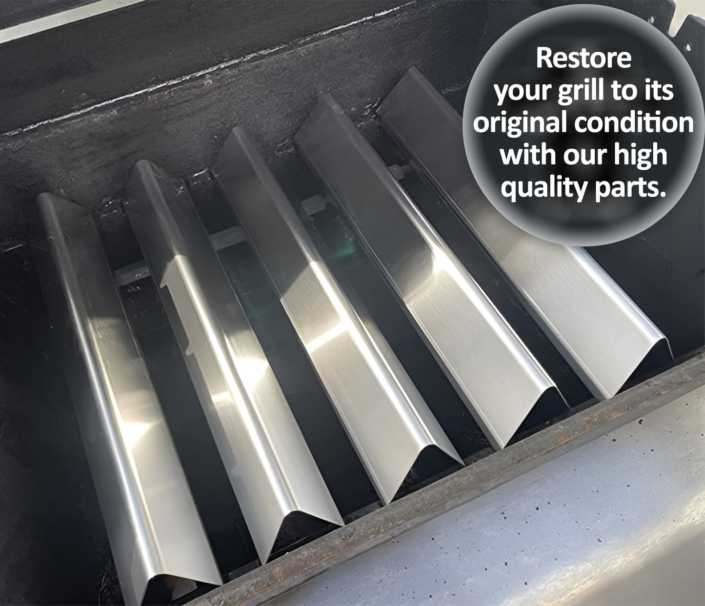 Weber Genesis -grillin varaosat – 7620 Flavorizer Bars -poltinsuojat & 7622 lämmönjakopelti malleihin E-310, E-320, E-330, S-330 (300-sarja, etusäätimet)