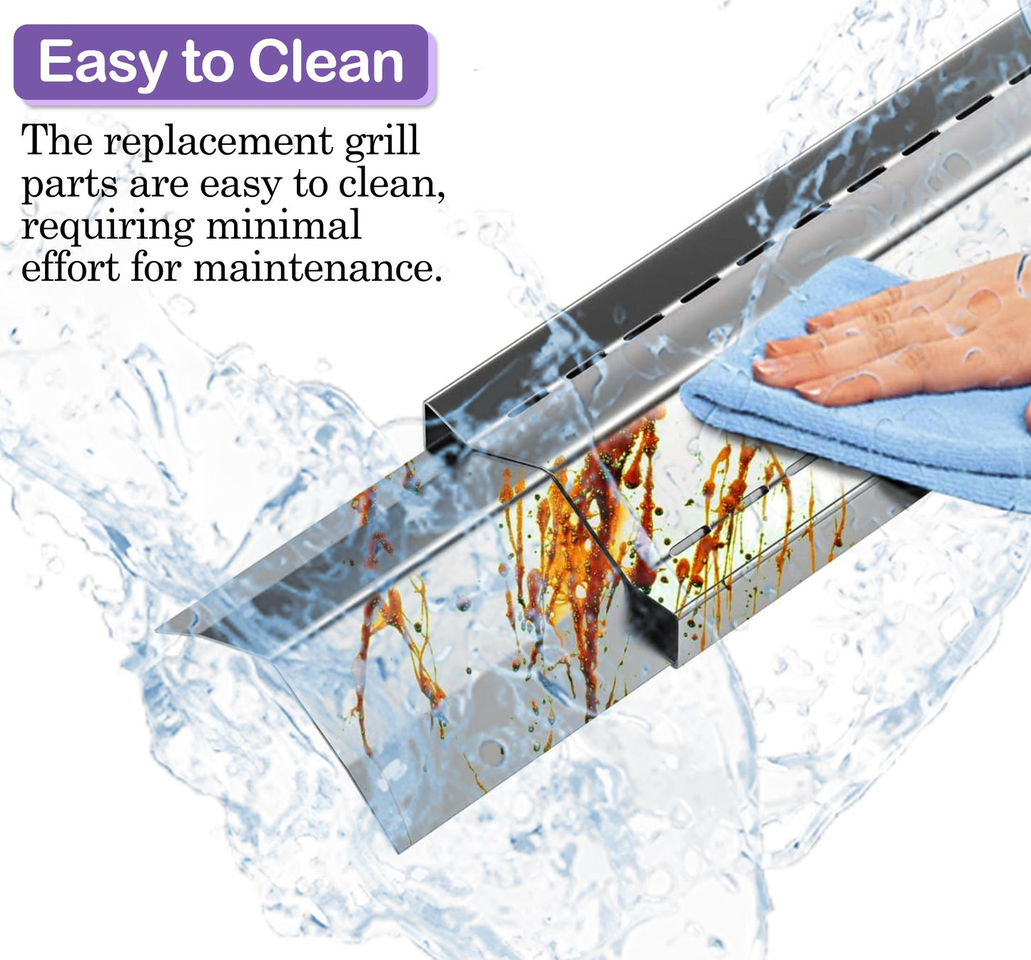 Säädettävä ruostumattomasta teräksestä valmistettu lämpölevy, liekkitakaisin (3 kpl) Laajentuu (31 cm - 64 cm) kaasugrillille useimmilta valmistajilta