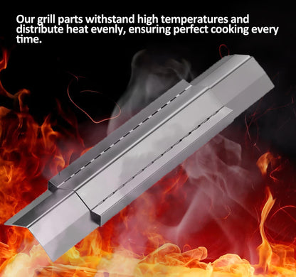 Säädettävä ruostumattomasta teräksestä valmistettu lämpölevy, liekkitakaisin (3 kpl) Laajentuu (31 cm - 64 cm) kaasugrillille useimmilta valmistajilta