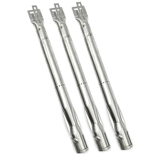 Universal Stainless Steel Tube Burners Length Extends 35.5 cm to 48.5 cm for Gas Grill Models from Nexgrill, Brinkmann, Dyna-Glo, and Other Manufacturers (Set of 3)