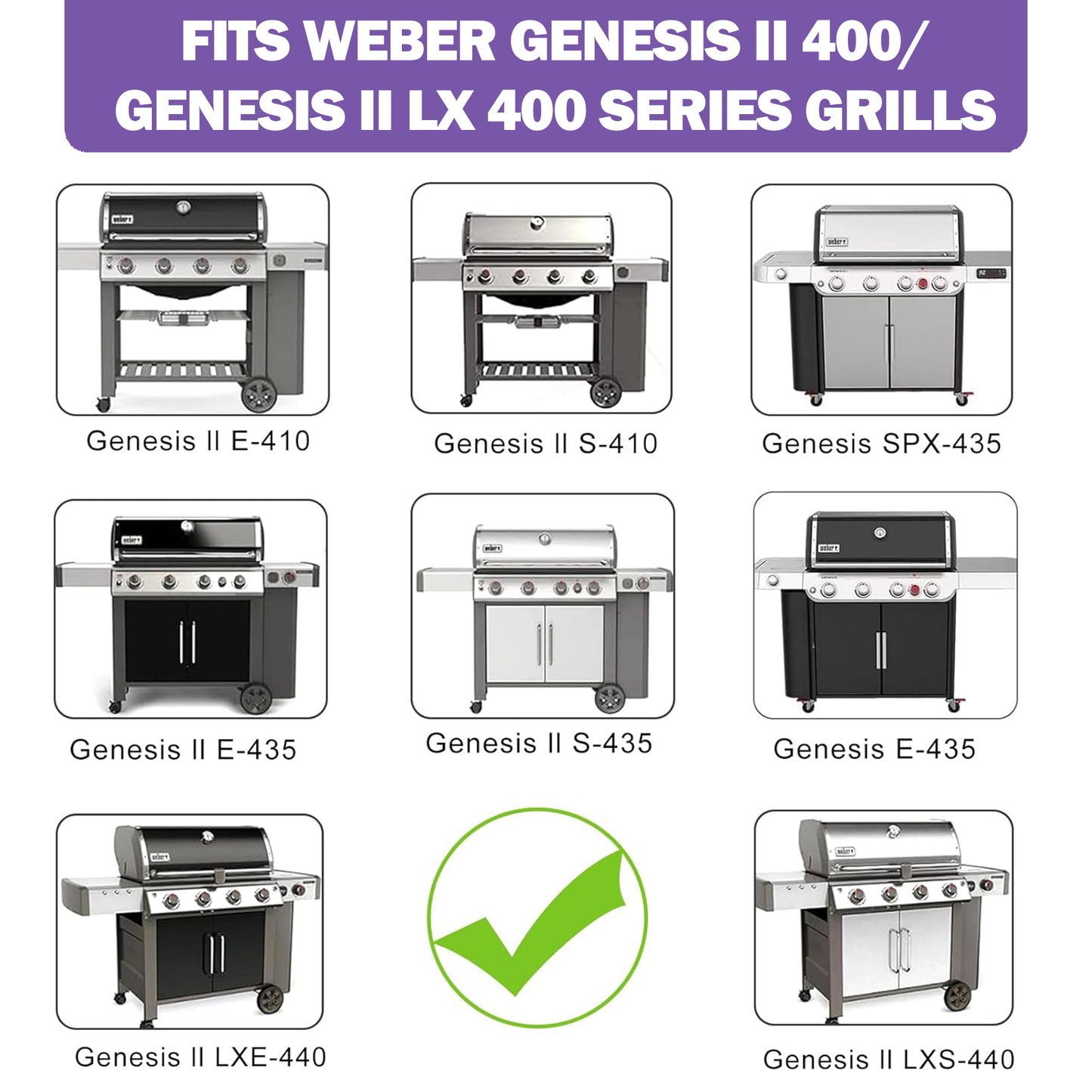 4-Pack, 67490 Burner Tubes for Weber Genesis II & II LX 400 Series Grills, Replacement Parts for Weber GS4 Genesis 2 E-410/E-415/S-410/S-415/S-435/LX E-440 & More, Weber Spare Parts, 49.5 cm