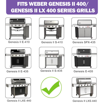 4-Pack, 67490 Burner Tubes for Weber Genesis II & II LX 400 Series Grills, Replacement Parts for Weber GS4 Genesis 2 E-410/E-415/S-410/S-415/S-435/LX E-440 & More, Weber Spare Parts, 49.5 cm