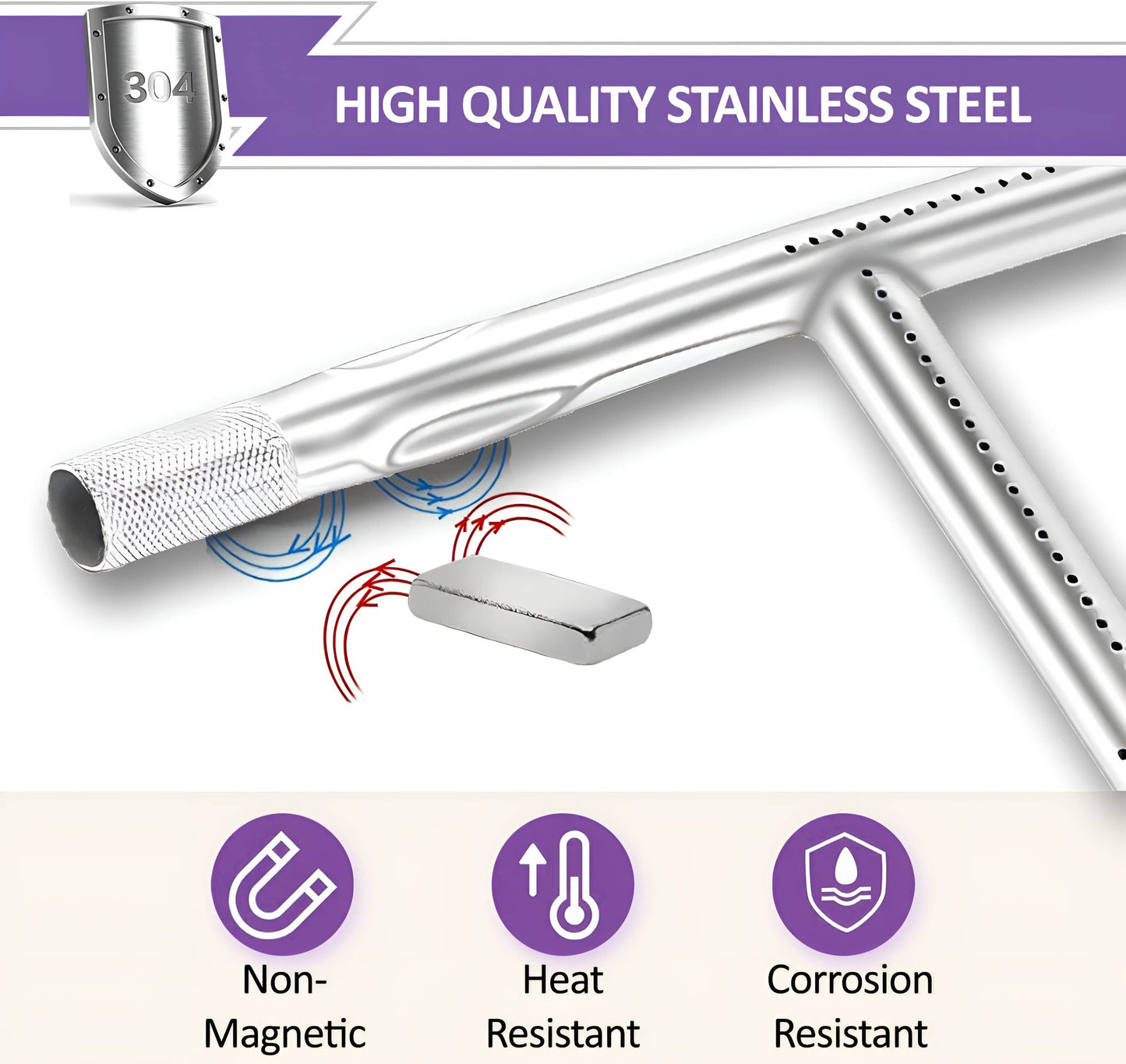 41862/60041 Replacement Burner for Weber Q200/Q220/Q2000/Q2200 Grills, 52 cm, Stainless Steel, Weber Q Grill Parts