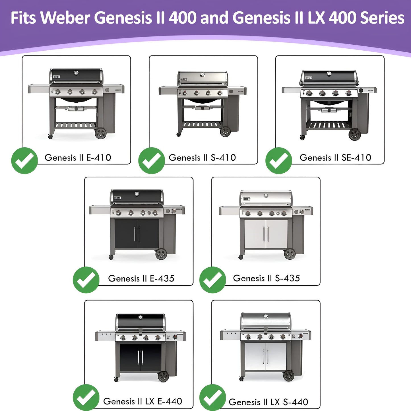 Flavorizer Bars and Heat Deflector Set for Weber Genesis II 400/ LX 400 Series - Genesis II 410/415/435/440 Grill Parts, Stainless Steel