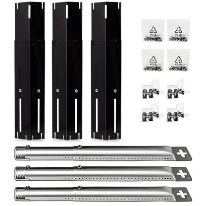 3-pack adjustable porcelain heat plates 30-51 cm & stainless steel burners 36-45 cm for Weber Char-Broil gas grills.