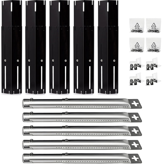 5-pack adjustable porcelain heat plates 30-51 cm & stainless steel burners 30.5-44.5 cm for Weber Char-Broil grills.