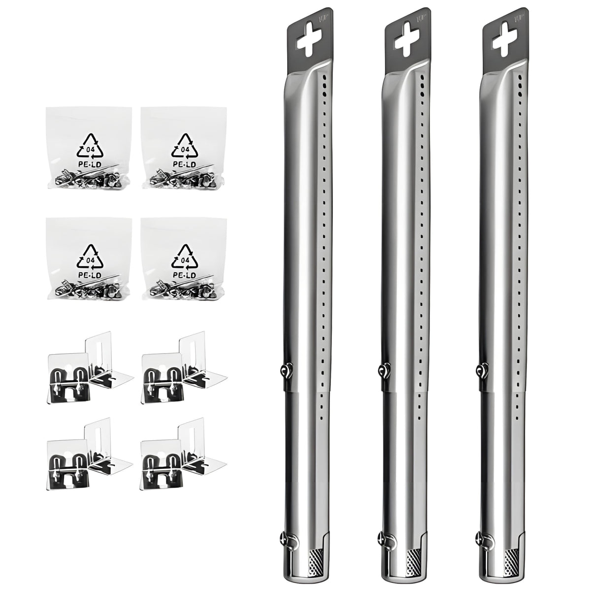 3-pack adjustable stainless steel burner tubes 30.5-44.5 cm for Kenmore, Char-Broil, Nexgrill & gas grills.