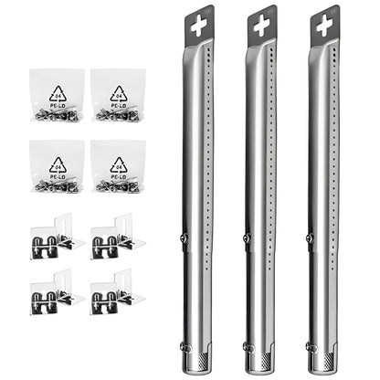 3-pack adjustable stainless steel burner tubes 30.5-44.5 cm for Kenmore, Char-Broil, Nexgrill & gas grills.