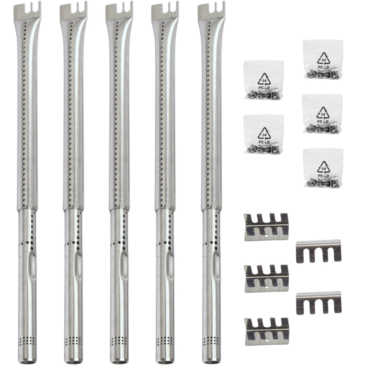 5-pack adjustable stainless steel burner tubes 36-45 cm for Kenmore, Char-Broil, Nexgrill & gas grills.
