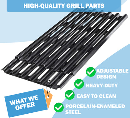 Set of 4 Adjustable Grill Grates – 15 cm Wide Universal Replacement Grill Grates for BBQ Grills, Extends from 31 cm to 48 cm in Depth, Porcelain Steel