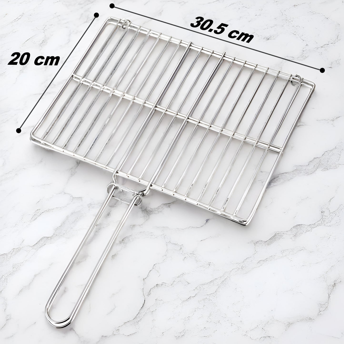 Stainless Steel Grill Basket with Clip Handle – Portable BBQ Mesh Clamp for Camping, Fish, and Vegetables