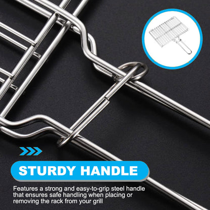 Stainless Steel Grill Basket with Clip Handle – Portable BBQ Mesh Clamp for Camping, Fish, and Vegetables