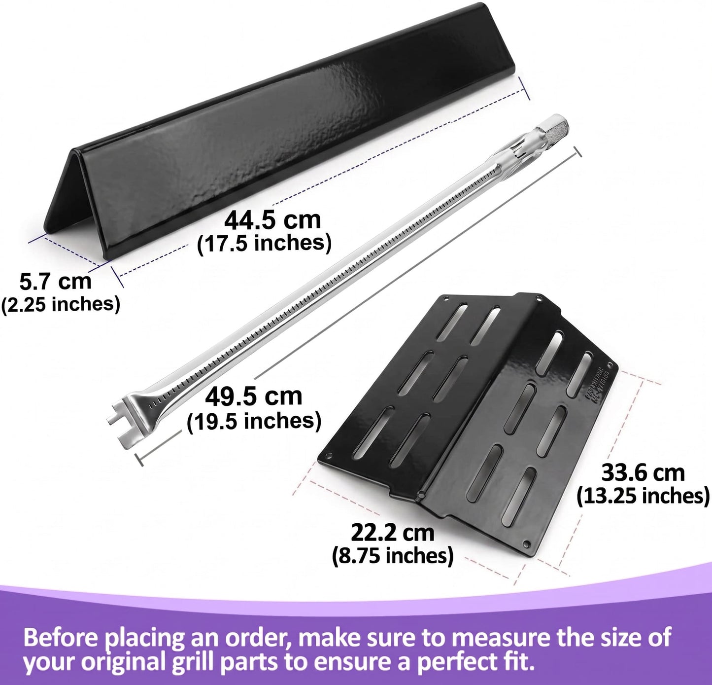 Flavorizer Bars, Burners & Heat Deflectors Set for Weber Genesis 330 Grills (2011–2016) - Fits Genesis S-330, ESP-330, Porcelain Enameled