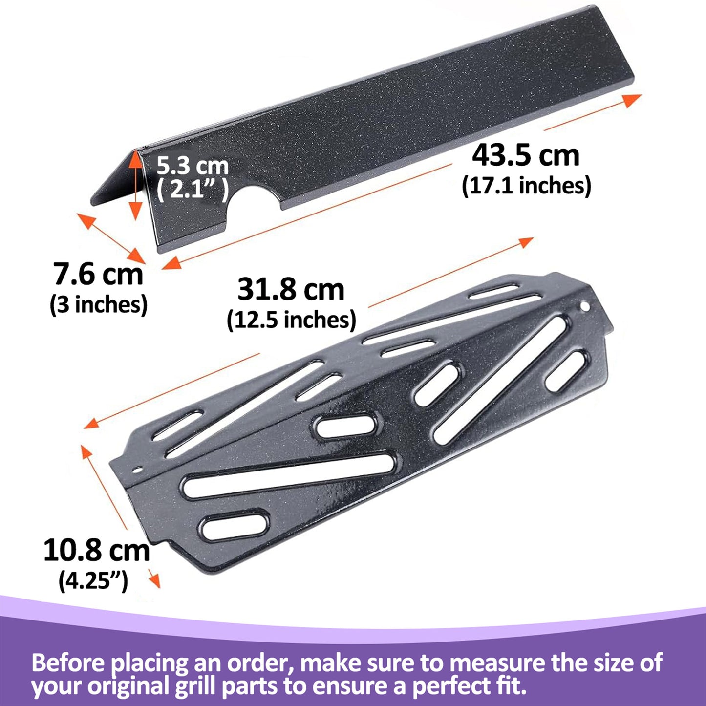 Grill Parts for Weber Genesis II 200 / LX 200 Series - Genesis II E-210/ E-240 | 66794 Flavorizer Bars & 66039 Heat Deflector, Porcelain-Enameled Steel
