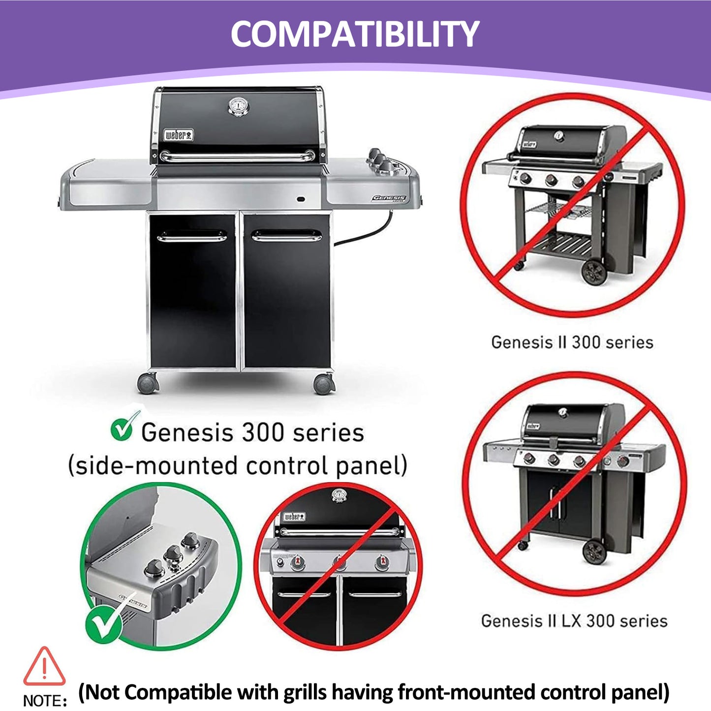 62.2cm, 7539/7540 Flavorizer Bars for Weber Genesis 300 Series Grills with Side Controls, Genesis E-310, E-320, S-310, S-320, EP-310, EP-320 (2007-2010), Stainless Steel
