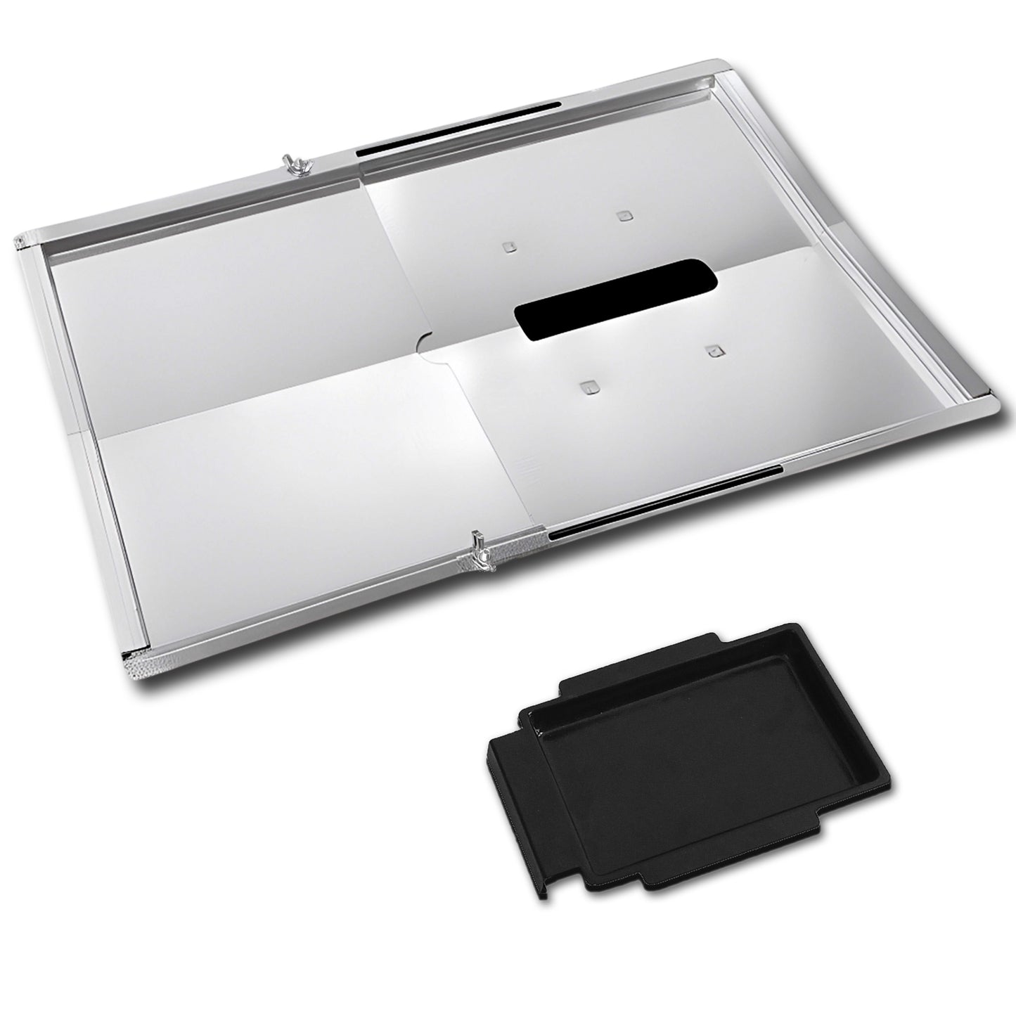 Grease Tray with Adjustable Width (30 cm to 46 cm) x 31 cm for Small Grills from Weber Biltema, Lucifer, Napolean, Landmann and Many More, Fits Universally