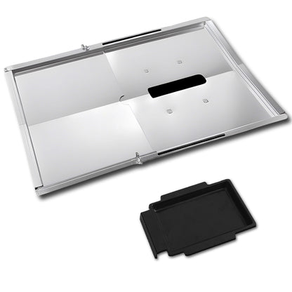 Grease Tray with Adjustable Width (30 cm to 46 cm) x 31 cm for Small Grills from Weber Biltema, Lucifer, Napolean, Landmann and Many More, Fits Universally
