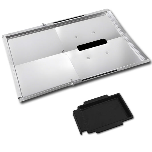 Grease Tray with Adjustable Width (30 cm to 46 cm) x 31 cm for Small Grills from Weber Biltema, Lucifer, Napolean, Landmann and Many More, Fits Universally