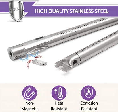 67722 67820 Burner Replacement for Weber Genesis 300 Series Gas Grills (with Side-Controls) E-310/E-320/EP-320/S-320/CEP-310 and Many More, Stainless Steel