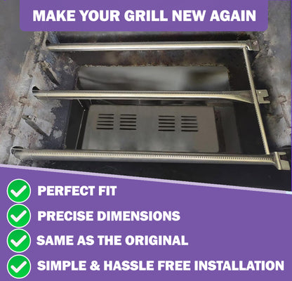 67722 67820 Burner Replacement for Weber Genesis 300 Series Gas Grills (with Side-Controls) E-310/E-320/EP-320/S-320/CEP-310 and Many More, Stainless Steel