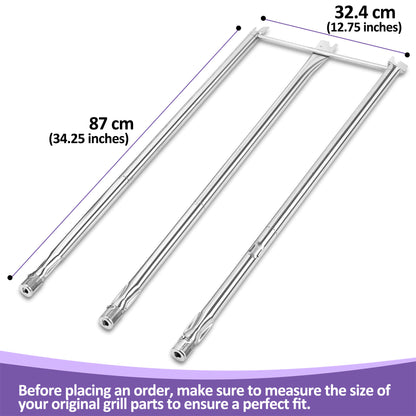 67722 67820 Burner Replacement for Weber Genesis 300 Series Gas Grills (with Side-Controls) E-310/E-320/EP-320/S-320/CEP-310 and Many More, Stainless Steel