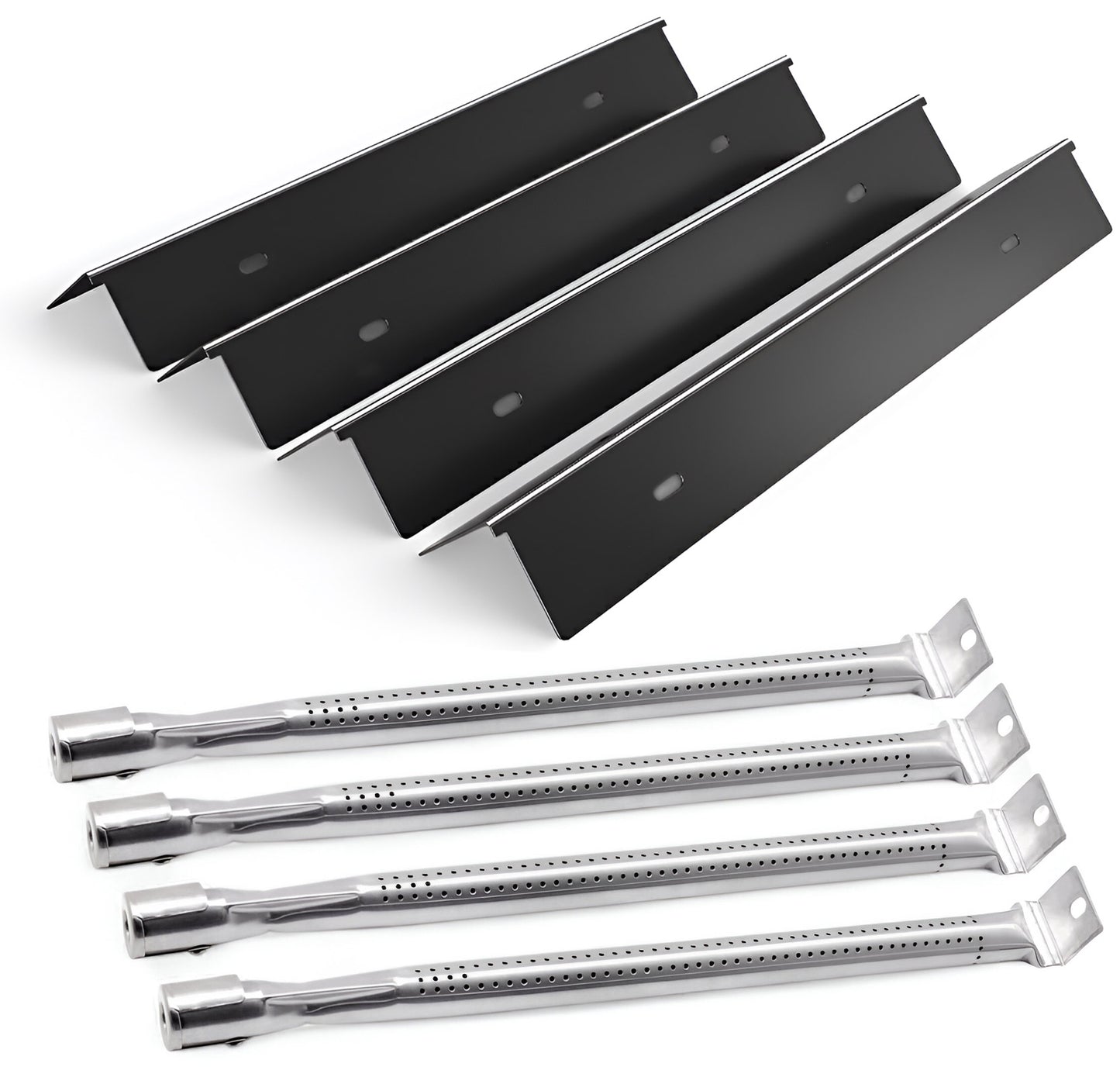4-pack porcelain sear plates & 4-pack stainless burners replacing N305-0082 & N100-0044 for Napoleon Freestyle & Legend 425.