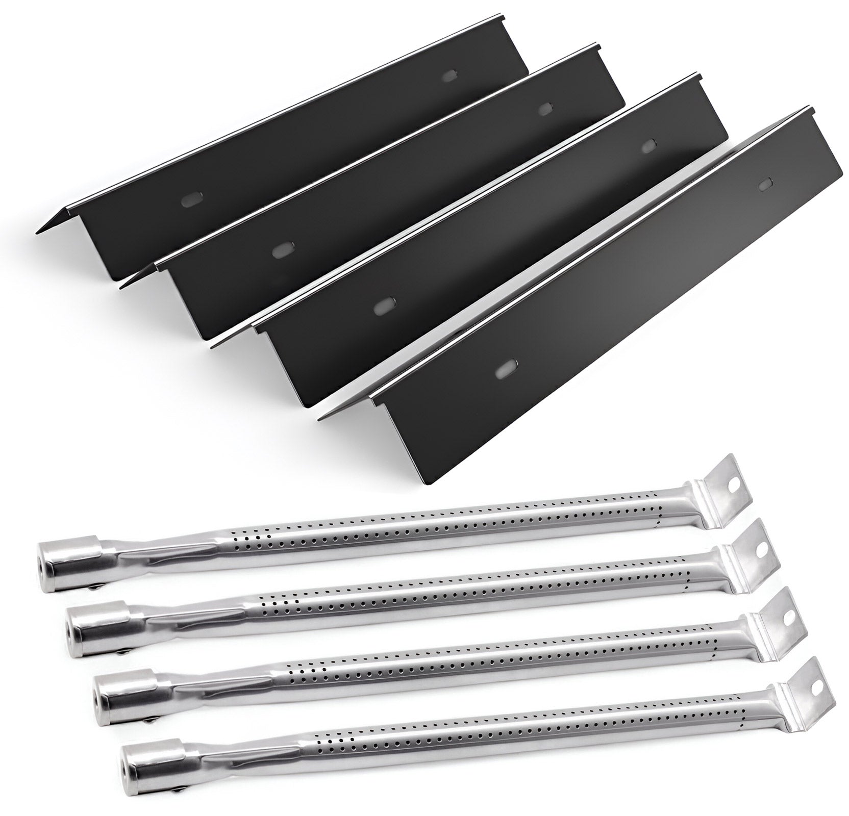 4-pack porcelain sear plates & 4-pack stainless burners replacing N305-0082 & N100-0044 for Napoleon Freestyle & Legend 425.