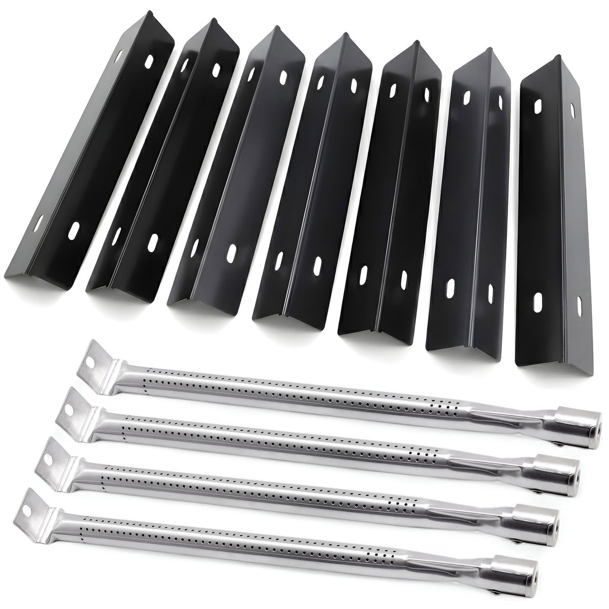 7-pack porcelain sear plates & 4-pack burners for Napoleon Prestige 500 & Rogue 525 gas grill replacement kit.
