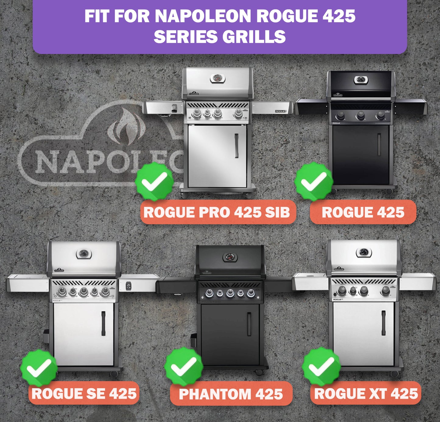 5 kpl posliiniemaloidut lämmöntasauslevyt varaosat Napoleon Rogue 425 -sarjan grilleihin (sopii PRO-, XT- ja SE-malleihin)