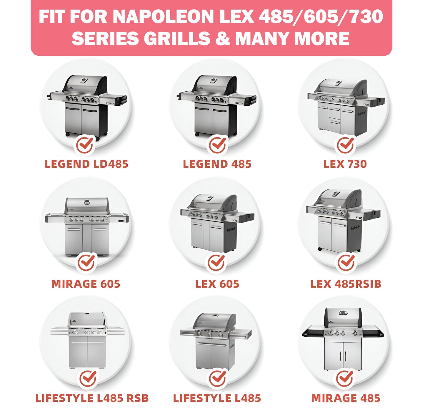 4-Pack Sear Plates for NAPOLEON LEX 485, LEX 605, LEX 730, Mirage 485, Mirage 605, Lifestyle 485 & Other Grill Models