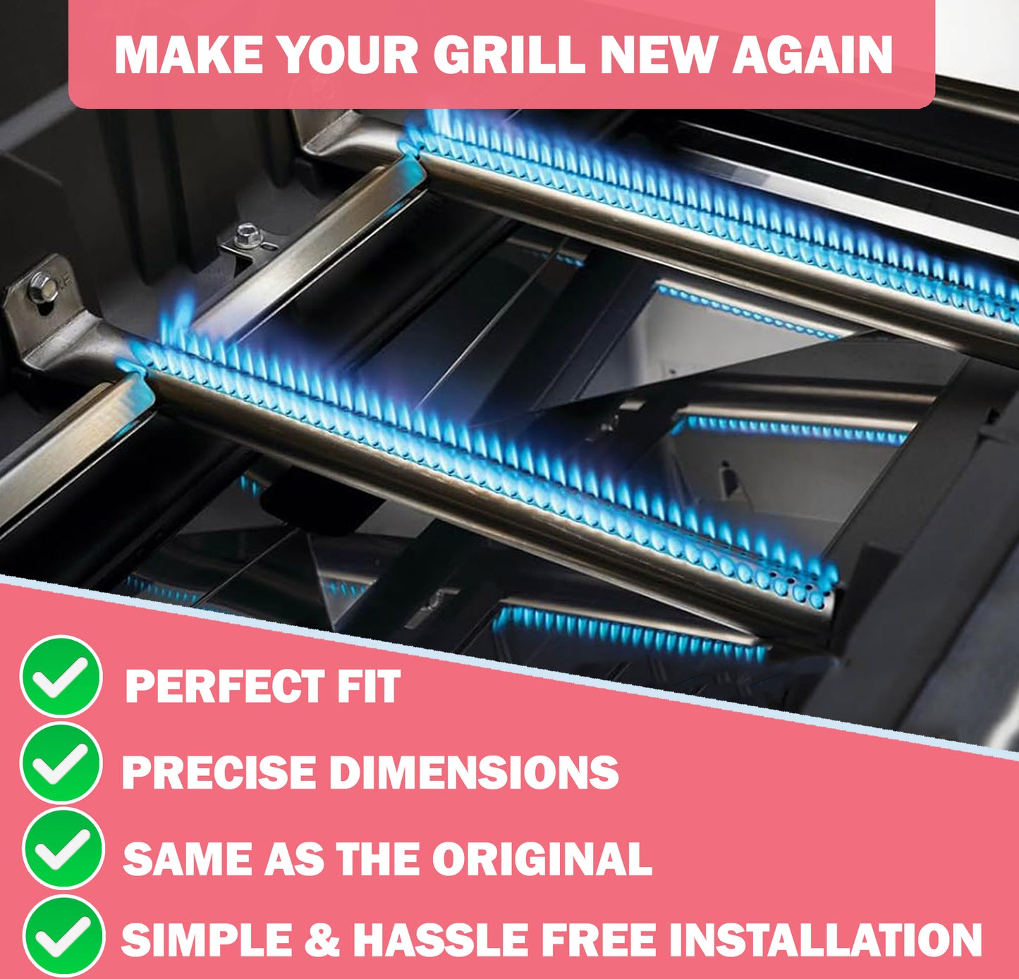 Grill Burners for Napoleon LEX 485, LEX 605, Mirage 485/605 & Lifestyle 485, 3-Pack