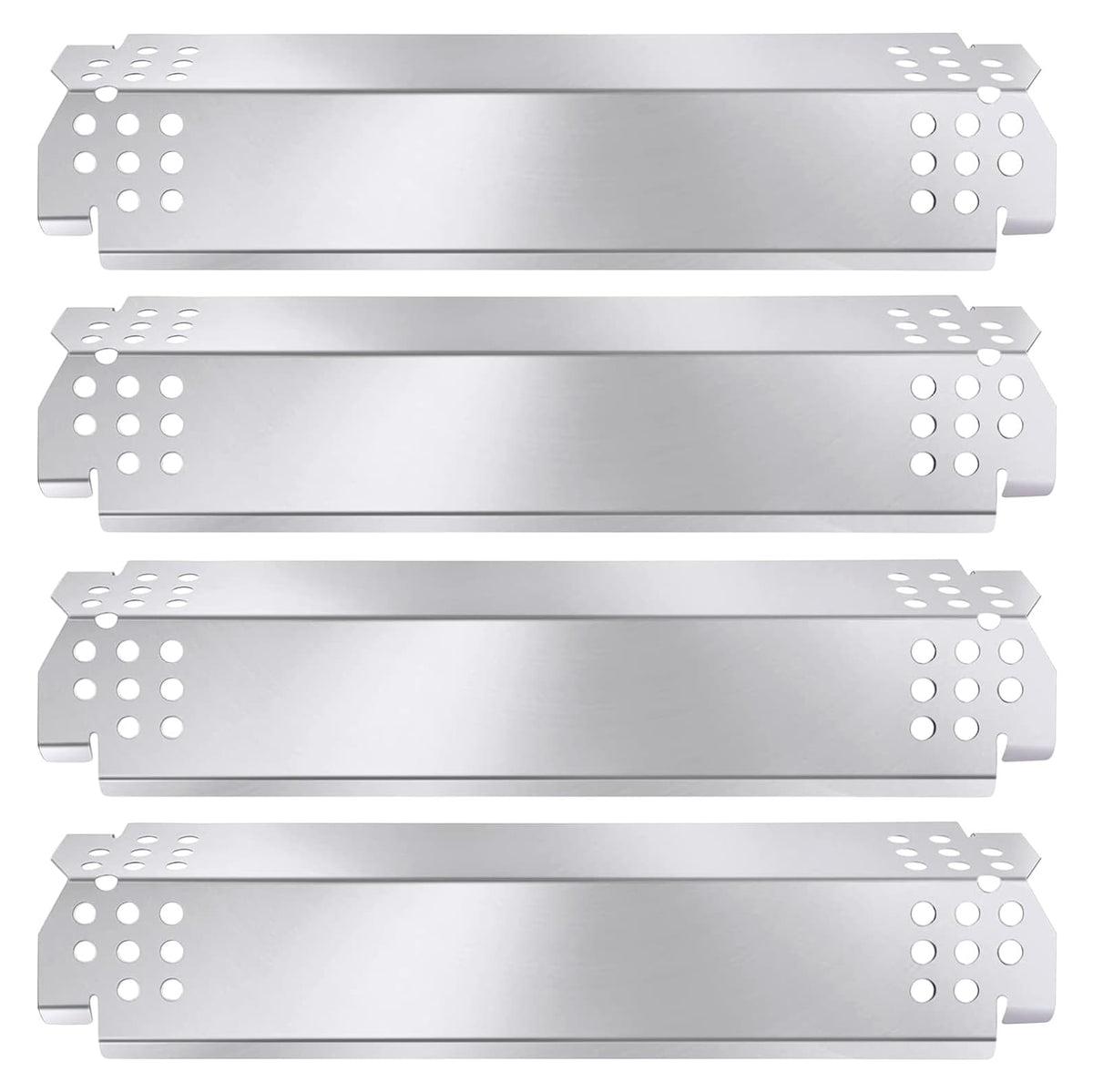 4-pack stainless steel heat tents measuring 37x10.6 cm for Nexgrill, BBQ Pro, & Members Mark gas grills.
