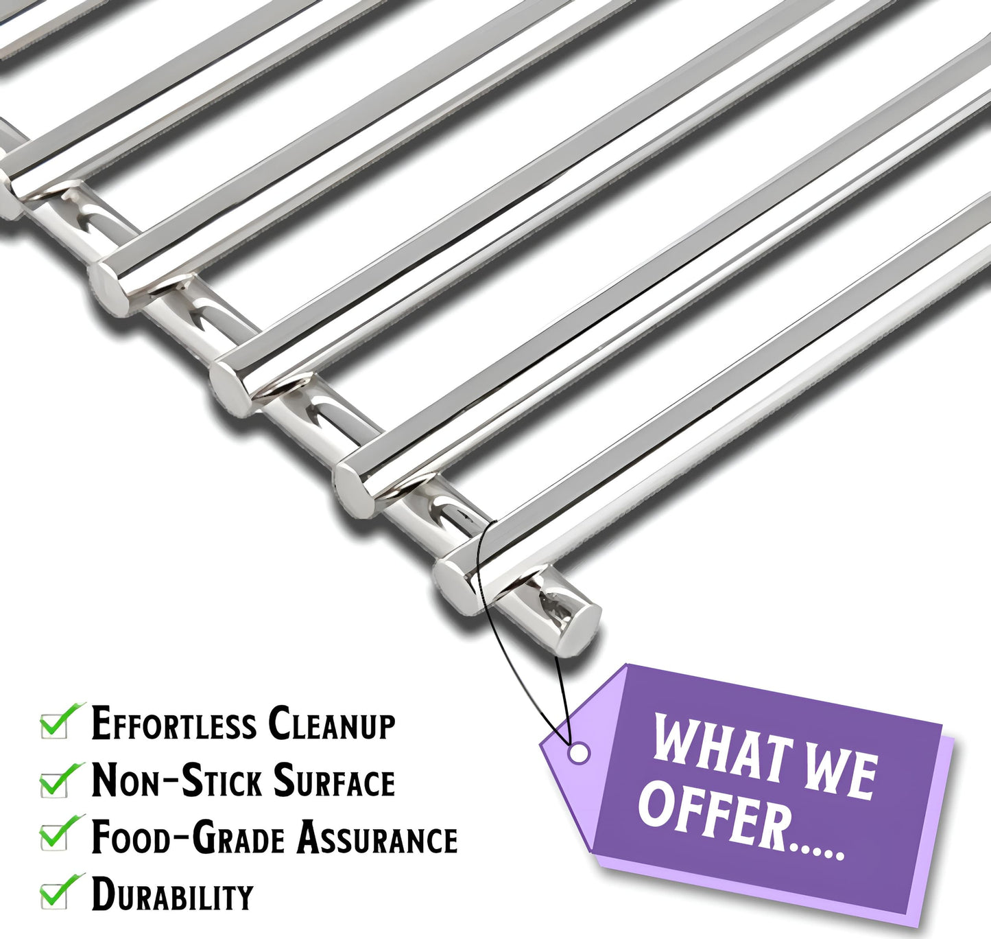 43 x 33.5 cm Grill Grates for BBQ Grills from Nexgrill, Master Forge, Expert Grill, Members Mark & Many Others, Stainless Steel, 2-Pack