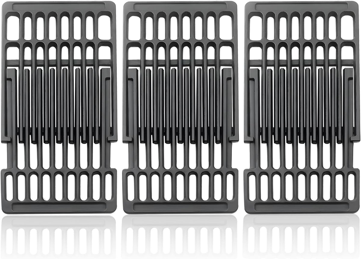 Universal adjustable cast iron grill grates extending from 14 to 20 inches for Landmann, Outback & Cosmo BBQ grills.