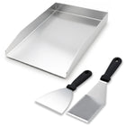 40 × 30 cm Ruostumaton teräksinen parila / paistolevy (Plancha) – Universaali grillin lisätarvike (2 mm paksu SS 430) ja 2 lastaa