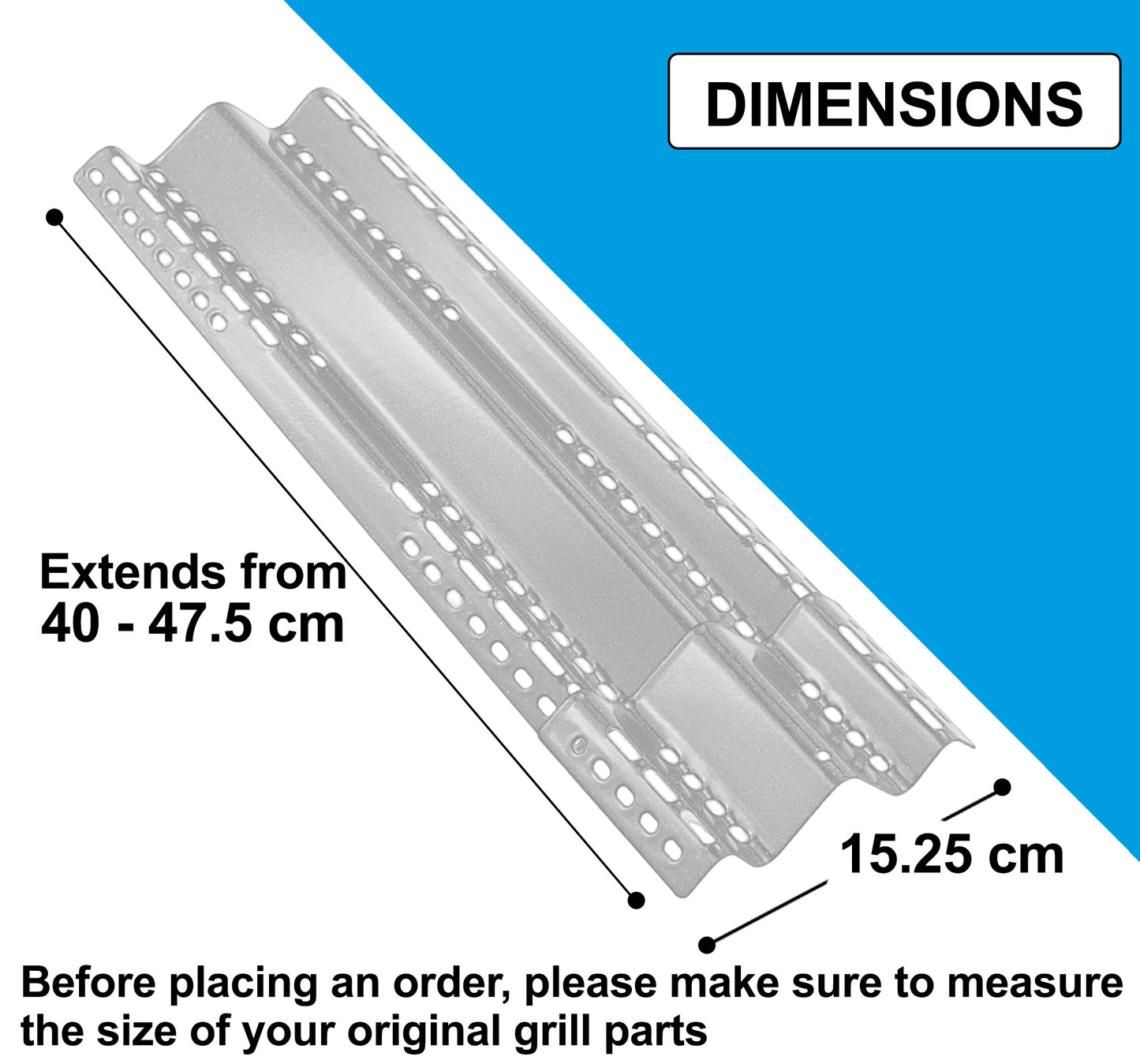 4-Pack Adjustable Length (40 - 47 cm) Sear Plates for NAPOLEON LEX, Mirage, Lifestyle & Many Other Grills, Universal Grill Parts