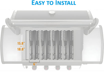 4-Pack Adjustable Length (40 - 47 cm) Sear Plates for NAPOLEON LEX, Mirage, Lifestyle & Many Other Grills, Universal Grill Parts