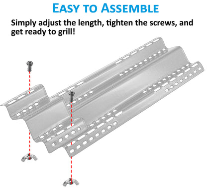 4-Pack Adjustable Length (40 - 47 cm) Sear Plates for NAPOLEON LEX, Mirage, Lifestyle & Many Other Grills, Universal Grill Parts
