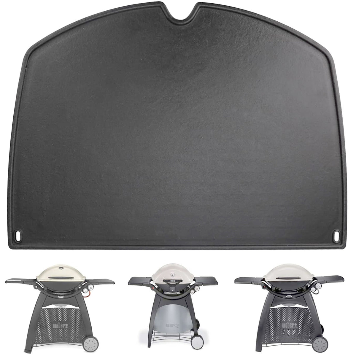 Cast iron griddle plate replacing Weber 6506 for Q300, Q320, Q3000, Q3100, Q3200 gas grills.