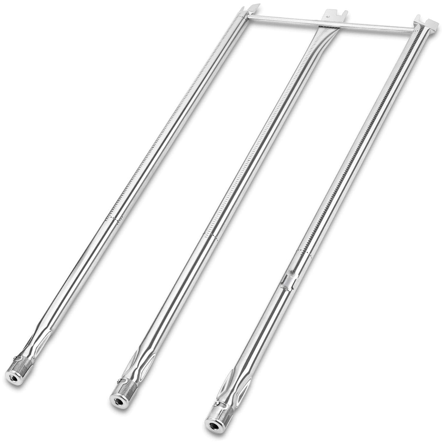 Stainless steel burner set replacing Weber 67722/67820 for Genesis 300 series side-control grills.