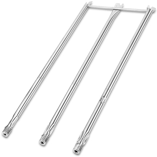 Stainless steel burner set replacing Weber 67722/67820 for Genesis 300 series side-control grills.
