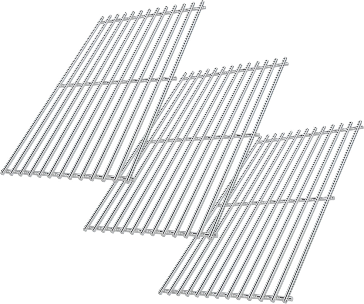 Stainless steel grill grates set replacing Weber 66089 for Genesis II 400 & LX 400 series gas grills 3-pack.