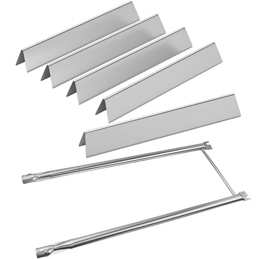 Stailnless steel 5-pack Flavorizer bars and 2-pack burner set replacing Weber 7535/7507 for Spirit 200 & Genesis Silver A side-control gas grills.