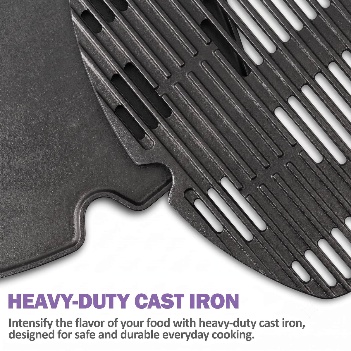 Replacement Cast Iron Grill Grate & Grill Griddle Set for Weber Q300, Q320, Q3000, Q3100, Q3200 Series (Pre-2023) –  Replaces Weber 7646, 6506