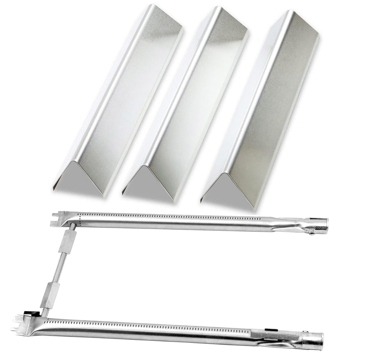 Stainless steel flavorizer bars and burners set replacing Weber 7635 and 69785 for Spirit & Spirit II 200 grills.
