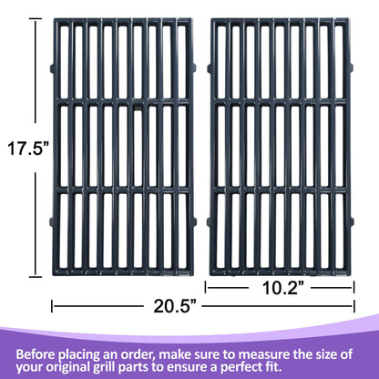 Grill Grates for Weber Spirit 200 & Spirit II 200 with Front-Controls - Fits E-210/E-215/E-220/S-210/S-215/S-220, Replacement for Weber 7637, Porcelain-Enameled Steel
