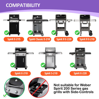 Grill Grates for Weber Spirit 200 & Spirit II 200 with Front-Controls - Fits E-210/E-215/E-220/S-210/S-215/S-220, Replacement for Weber 7637, Porcelain-Enameled Steel