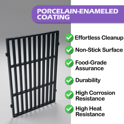 Grill Grates for Weber Spirit 200 & Spirit II 200 with Front-Controls - Fits E-210/E-215/E-220/S-210/S-215/S-220, Replacement for Weber 7637, Porcelain-Enameled Steel